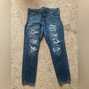 American Eagle Outfitters womens Ripped Blue Skinny Jeans